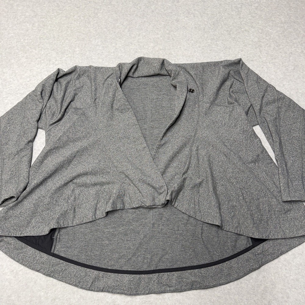 Lululemon Open Front Jacket Womens 4 Gray Lightweight High Low Hem Relaxed